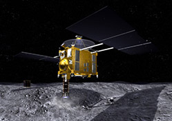 Hayabusa collecting a samples on Itokawa