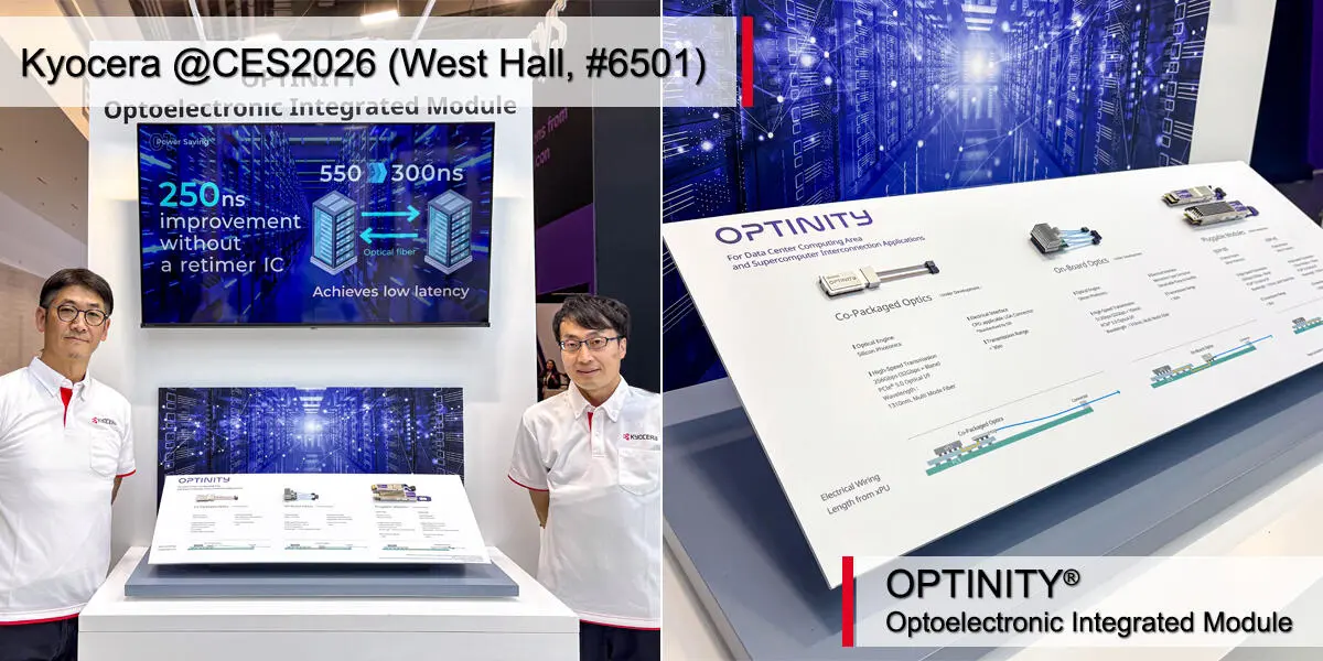 Kyocera's employees introducing OPTINITY® Optoelectronic Integrated Module