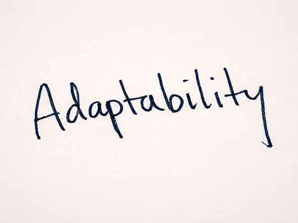 The handwritten word 'Adaptability,' chosen by Eric
